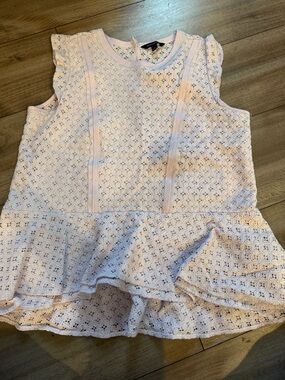 Banana Republic Lace Peplum Sleeveless Top in Light Pink/purple